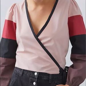 Anthropologie Color Blocked wrap top.